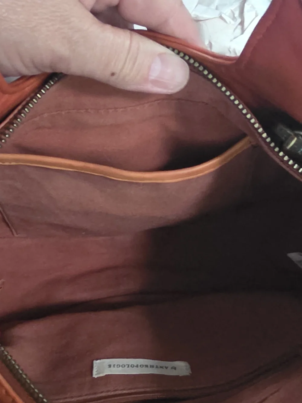 Antropologie Julien Leather  Crossbody Bag in Burnt Orange.
